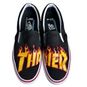 Vans Ultracush THRASHER Flames Men’s Slip-On Skate Shoes. Size 7